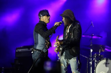 Samsung En İyi Blues & Rock müzik festivali Sao Paulo 'da düzenlendi. 17 Temmuz 2022, Sao Paulo, Brezilya: Pazar günü Sao Paulo 'daki Ibirapuera Park' ta düzenlenen Samsung Best Of Blues & Rock sırasında Aerosmith grubundan Joe Perry 'nin performansı 