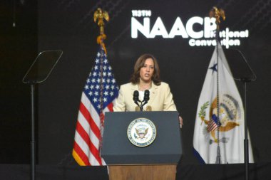 Birleşik Devletler Başkan Yardımcısı Kamala Harris, Atlantic City, NJ 'deki 113. NAACP Ulusal Kongresi' nde açıklama yaptı. 18 Temmuz 2022, Atlantic City, NJ, ABD. 