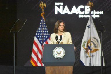 Birleşik Devletler Başkan Yardımcısı Kamala Harris, Atlantic City, NJ 'deki 113. NAACP Ulusal Kongresi' nde açıklama yaptı. 18 Temmuz 2022, Atlantic City, NJ, ABD. 