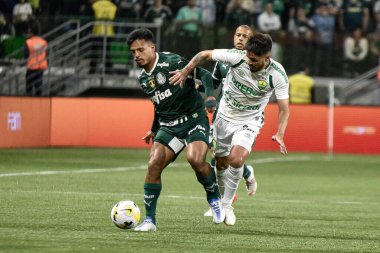 Brezilya Futbol Şampiyonası - Palmeiras Cuiaba 'ya karşı. 18 Temmuz 2022, Sao Paulo, Brezilya: Palmeiras ile Cuiaba arasındaki futbol maçı, 17. Brezilya Futbol Şampiyonası için geçerli, Sao Paulo 'daki Allianz Parque Stadyumu' nda 18 Temmuz Pazartesi günü yapıldı. Baba!