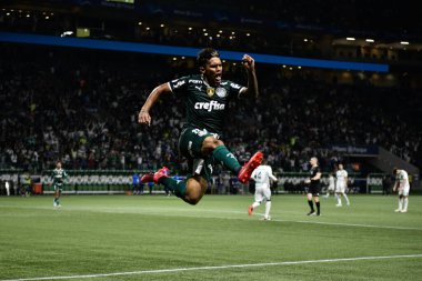 Brezilya Futbol Şampiyonası - Palmeiras Cuiaba 'ya karşı. 18 Temmuz 2022, Sao Paulo, Brezilya: Palmeiras ile Cuiaba arasındaki futbol maçı, 17. Brezilya Futbol Şampiyonası için geçerli, Sao Paulo 'daki Allianz Parque Stadyumu' nda 18 Temmuz Pazartesi günü yapıldı. Baba!
