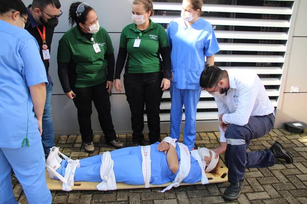 Civil Defense Brazil Conducts Emergency Drill Hospitals City Curitiba July — Stock Photo, Image