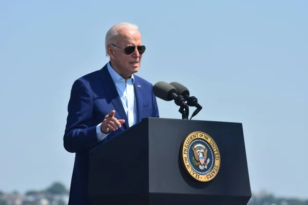 President Joe Biden Delivers Speech Climate Emergency Massachusetts July 2022 — ストック写真
