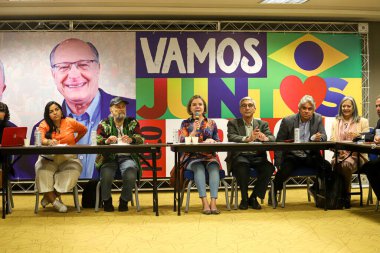 PT Siyasi Parti Sözleşmesi, Luiz Inacio Lula da Silva 'nın Brezilya başkanlığına resmen adaylığını koydu. 21 Temmuz 2022, Sao Paulo, Brezilya: İşçi Partisi Liderleri ve Brezilya da Esperanca Parti Federasyonu 