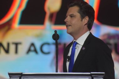 United States Congressman Matt Gaetz in Tampa, Florida. July 23, 2022, Tampa, Florida, USA: United States Congressman Matt Gaetz delivers remarks at the Turning Point USA Student Action Summit 2022 taking place in Florida. T