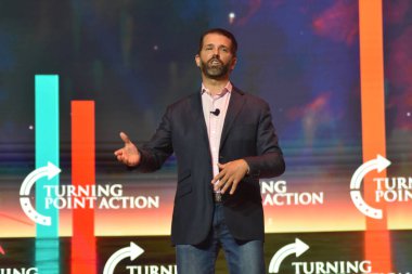 Tampa, Florida 'da eski başkan Donald Trump' ın en büyük oğlu olan iş adamı Donald Trump Jr. 23 Temmuz 2022, Tampa, Florida, ABD: İşadamı Donald Trump Jr., eski Başkan Donald Trump 'ın en büyük oğlu