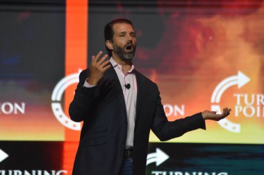 Tampa, Florida 'da eski başkan Donald Trump' ın en büyük oğlu olan iş adamı Donald Trump Jr. 23 Temmuz 2022, Tampa, Florida, ABD: İşadamı Donald Trump Jr., eski Başkan Donald Trump 'ın en büyük oğlu