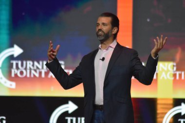 Tampa, Florida 'da eski başkan Donald Trump' ın en büyük oğlu olan iş adamı Donald Trump Jr. 23 Temmuz 2022, Tampa, Florida, ABD: İşadamı Donald Trump Jr., eski Başkan Donald Trump 'ın en büyük oğlu