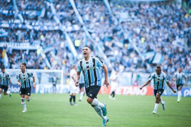 Brezilya Futbol Şampiyonası - İkinci Lig: Gremio Ponte Preta 'ya karşı. 23 Temmuz 2022, Porto Alegre, Rio Grande do Sul, Brezilya: Brezilya Futbol Şampiyonası 'nın 20. turu için geçerli olan Gremio ve Ponte Preta arasındaki futbol maçı 