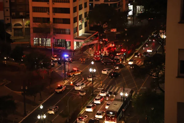 Car Four Passengers Overturns Maria Paula Street Sao Paulo July — Stockfoto