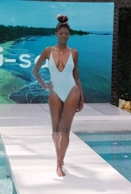 New York Swim Week : Wu-Sah Collection NYSW22. July 30, 2022, New York, USA: Models parade Wu-Sah collection during the 2022 New York Swim Week taking place on Saturday (30) at Life Time SkyDeck in New York. 
