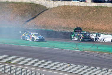 Race of the 7th stage of season the Stock Car Pro Series at Interlagos racetrack. July 31, 2022, Sao Paulo, Brazil: Drivers in action during the race of the 7th stage of 2022 season of Stock Car Pro Series, held at Jose Carlos Pace racetrack