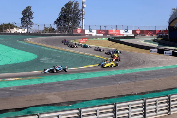 Řidiči Akci Během Závodu Brb Formule Brazílie Závodní Dráze Interlagos — Stock fotografie