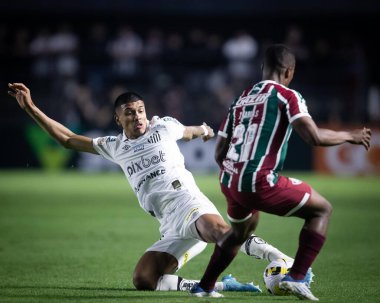 Brazilian Soccer Championship: Santos vs Fluminense. August 1, 2022, Santos, Sao Paulo, Brazil: Soccer match between Santos and Fluminense, valid for the 20th round of Brazilian Soccer Championship, held at Vila Belmiro stadium, in Santos
