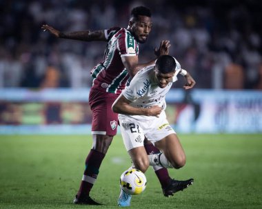 Brazilian Soccer Championship: Santos vs Fluminense. August 1, 2022, Santos, Sao Paulo, Brazil: Soccer match between Santos and Fluminense, valid for the 20th round of Brazilian Soccer Championship, held at Vila Belmiro stadium, in Santos