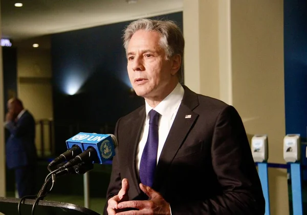 Press Conference United States Secretary State Antony Blinken Npt August — Stok fotoğraf