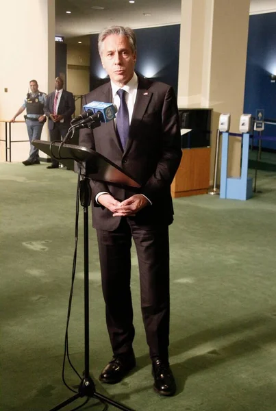 Press Conference United States Secretary State Antony Blinken Npt August — Stok fotoğraf