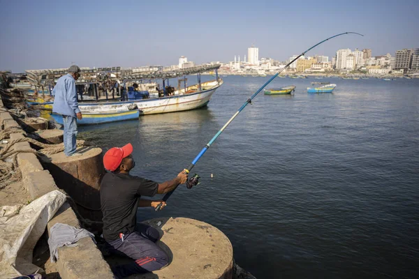 Palestinians Fish Sea Surrounding Gaza Strip August 2022 Gaza Palestine — Stock fotografie