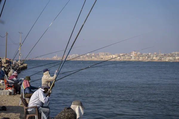 Palestinians Fish Sea Surrounding Gaza Strip August 2022 Gaza Palestine — Stock fotografie