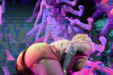 Iggy Azalea and Pitbull perform at the 2022 Can't Stop Us Now Tour in Camden, NJ. August 2, 2022, Fort Lee, NJ, USA: Iggy Azalea and Pitbull perform at the 2022 Can't Stop Us Now Tour in Camden, NJ