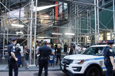 Stop the Nike Kangaroo Massacre protest in New York. August 03, 2022, New York, USA: Few protesters gather in front of Nike store on 5th avenue protesting against the killing of Kangaroo mothers and Joeys 