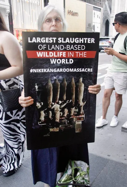 Stop Nike Kangaroo Massacre Protest New York August 2022 New — стоковое фото