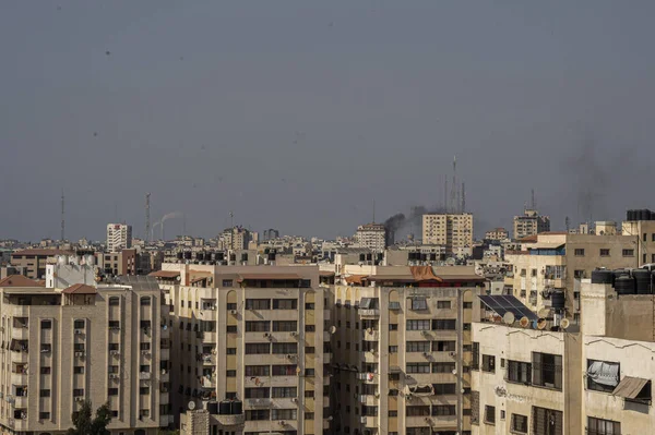 Israel Launches Attack Palestinian Group Gaza August 2022 Gaza Palestine — Fotografia de Stock