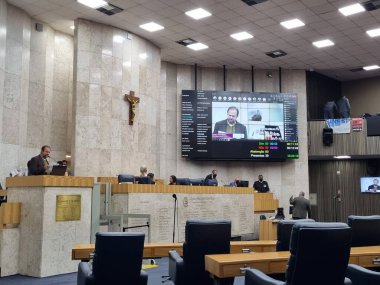Career of municipal servants in the plenary of the Chamber of Sao Paulo. August 10, 2022, Sao Paulo, Brazil: Plenary of the Sao Paulo City Council during the vote on PL (Bill) 428/2022
