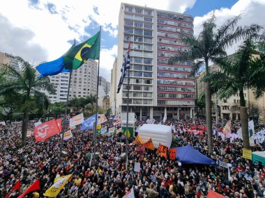 Protest in defense of Democracy and Letter to Brazilians in Sao Paulo. August 11, 2022, Sao Paulo, Brazil: People gathered outside and inside the Law School of the University of Sao Paulo (USP), in Largo Sao Francisco, Sao Paulo