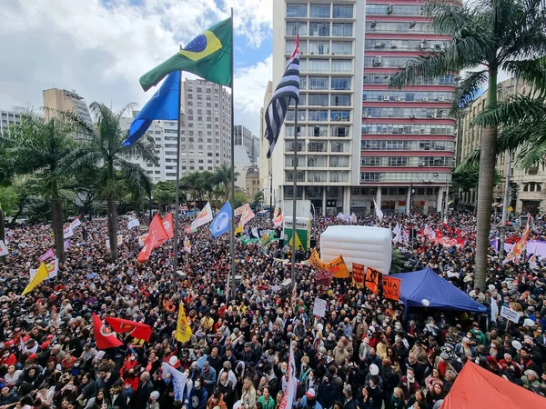 Protest Defense Democracy Letter Brazilians Sao Paulo August 2022 Sao — Stok fotoğraf