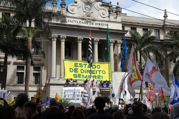 Protest Defense Democracy Letter Brazilians Sao Paulo August 2022 Sao — Fotografia de Stock