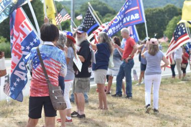 Supporters of former President of the United States Donald J. Trump rally and participate in a vehicle parade near Trump National Golf Club in Bedminster. August 14, 2022, Bedminster, NJ, USA