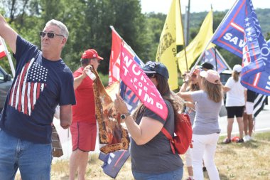 Supporters of former President of the United States Donald J. Trump rally and participate in a vehicle parade near Trump National Golf Club in Bedminster. August 14, 2022, Bedminster, NJ, USA