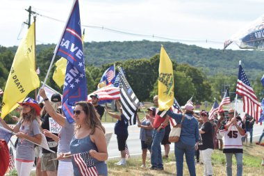 Supporters of former President of the United States Donald J. Trump rally and participate in a vehicle parade near Trump National Golf Club in Bedminster. August 14, 2022, Bedminster, NJ, USA