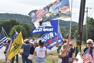 Supporters of former President of the United States Donald J. Trump rally and participate in a vehicle parade near Trump National Golf Club in Bedminster. August 14, 2022, Bedminster, NJ, USA