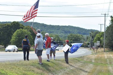 Supporters of former President of the United States Donald J. Trump rally and participate in a vehicle parade near Trump National Golf Club in Bedminster. August 14, 2022, Bedminster, NJ, USA