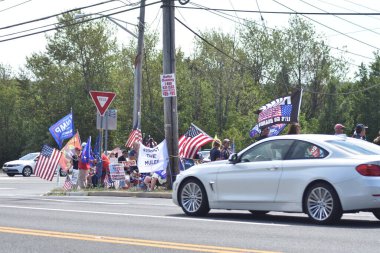 Supporters of former President of the United States Donald J. Trump rally and participate in a vehicle parade near Trump National Golf Club in Bedminster. August 14, 2022, Bedminster, NJ, USA