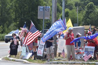 Supporters of former President of the United States Donald J. Trump rally and participate in a vehicle parade near Trump National Golf Club in Bedminster. August 14, 2022, Bedminster, NJ, USA