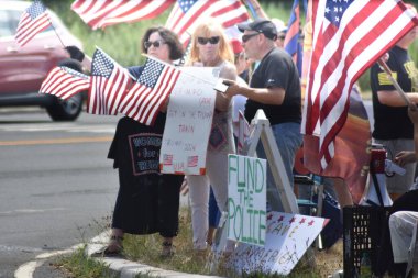 Supporters of former President of the United States Donald J. Trump rally and participate in a vehicle parade near Trump National Golf Club in Bedminster. August 14, 2022, Bedminster, NJ, USA