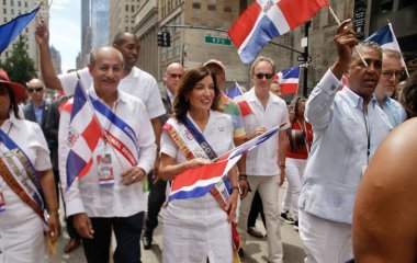 New York Governor Hochul during Dominican Day Parade 2022. August 14, 2022, New York, USA: The Governor of New York, Kathy Hochul during the Dominican Day Parade 2022 which is back for in person parade
