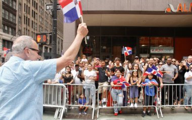 (NEW) US Senate Leader Chuck Schumer during Dominican Day Parade 2022. August 14, 2022, New York, USA: US Senate Leader Chuck Schumer during the Dominican Day Parade 2022 which is back for in person parade after the suspension due to the COVID-19 pan