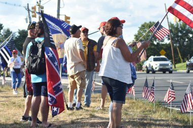 Supporters of former President of the United States Donald J. Trump rally and participate in a vehicle parade near Trump National Golf Club in Bedminster, New Jersey to support President Trump following the FBI raid at Mar-a-Lago in Palm Beach