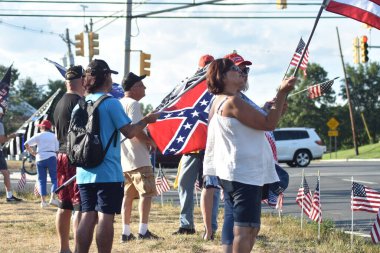 August 16, 2022, Bedminster, NJ, USA: Supporters of former President of the United States Donald J. Trump rally near Trump National Golf Club in Bedminster, New Jersey to support President Trump following the FBI raid at Mar-a-Lago in Palm Beach