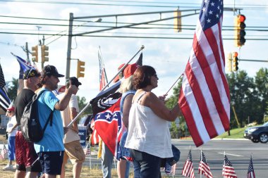 August 16, 2022, Bedminster, NJ, USA: Supporters of former President of the United States Donald J. Trump rally near Trump National Golf Club in Bedminster, New Jersey to support President Trump following the FBI raid at Mar-a-Lago in Palm Beach