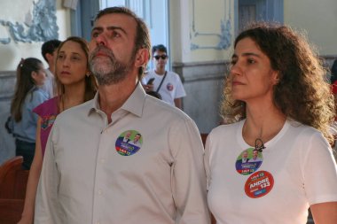 (INT) Marcelo Freixo opens electoral campaign at Penha Church. August 16, 2022, Rio de Janeiro, Brazil: The PSB candidate for governor of Rio de Janeiro, Marcelo Freixo, opens his campaign on the steps of Penha church, in Fluminense, where he attends