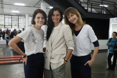 (INT) Backstage of Carol Bassi's fashion show during Arezzo&Co in Sao Paulo. August 17, 2022, Sao Paulo, Brazil:  As models Luciana Curtis, Carol Ribeiro, Ana Claudia Michels and Dudu Bertholini backstage at Carol Bassi's show during Arezzo&Co, a gro