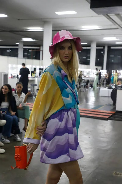 Int Backstage Carol Bassi Fashion Show Arezzo Sao Paulo August — Photo