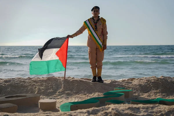 Палестинцы Организуют Кампанию Названием Оккупация Убивает Детей Газе Августа 2022 — стоковое фото