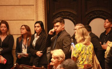 Plenary of the Chamber of Rio de Janeiro votes to impeach councilor Gabriel Monteiro. August 18, 2022, Rio de Janeiro, Brazil: Councilor Gabriel Monteiro (Liberal Party) greets supporters before the Rio de Janeiro City Council session