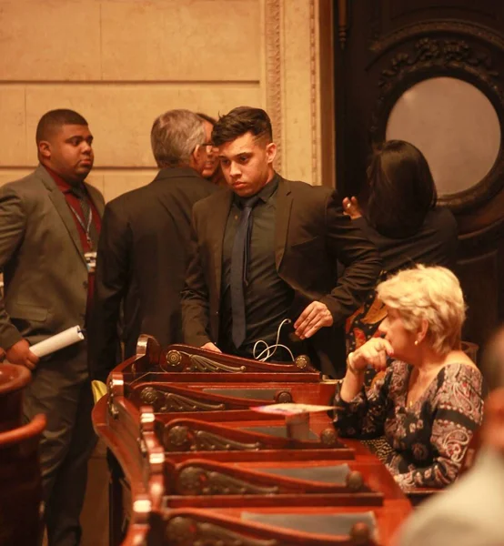 Plenary of the Chamber of Rio de Janeiro votes to impeach councilor Gabriel Monteiro. August 18, 2022, Rio de Janeiro, Brazil: Councilor Gabriel Monteiro (Liberal Party) greets supporters before the Rio de Janeiro City Council session